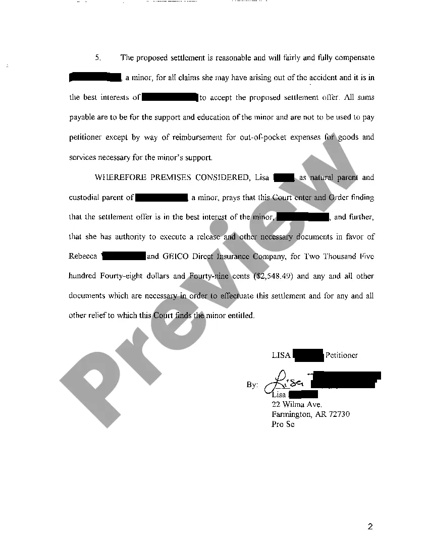 Preview A02 Petition For Approval of Compromise Settlement