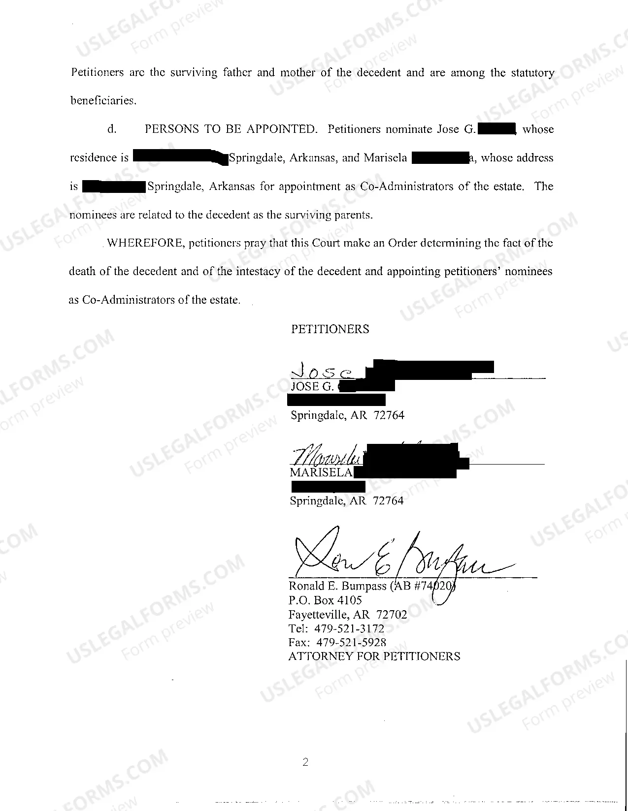 Preview A02 Petition For Appointment of Co-Administrators