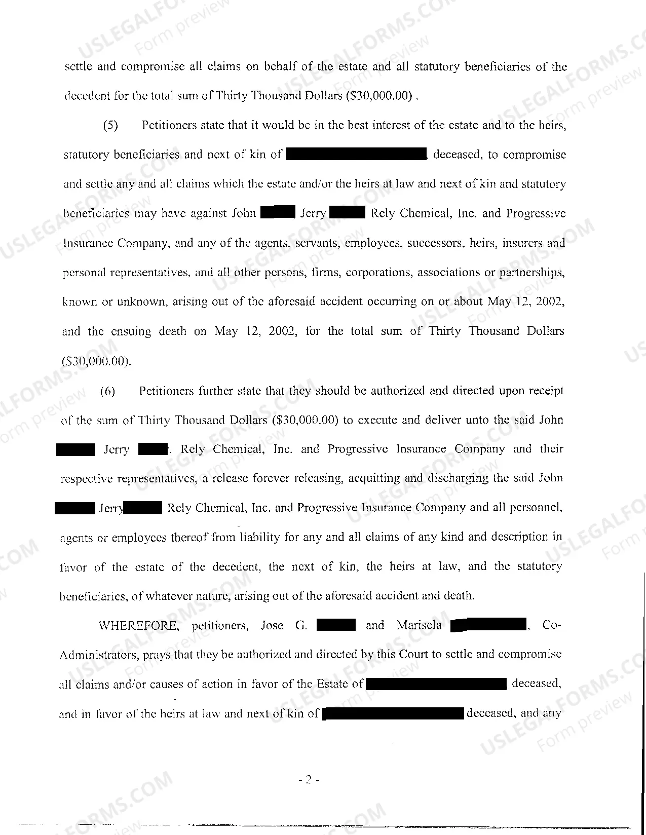 Preview A07 Petition For Approval of Compromise Settlement