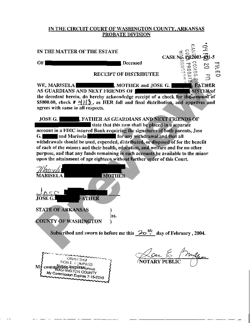 Preview A12 Receipt of Distributee