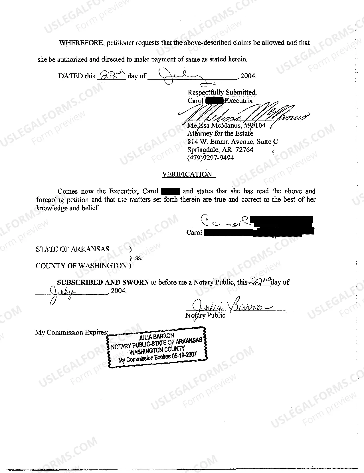 Preview Petition for Authority to Pay Claims