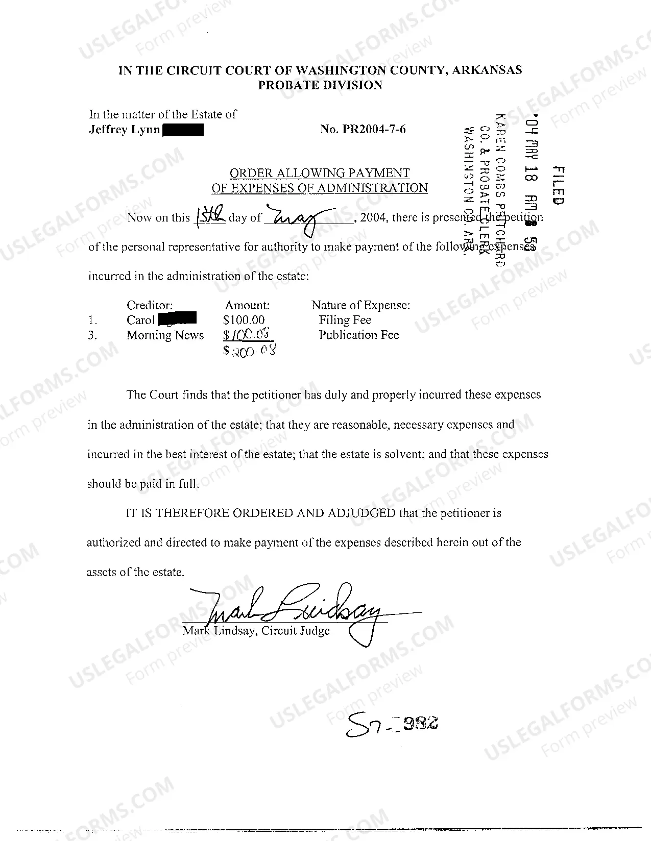 Preview A12 Petition For Payment of Expenses of Administration