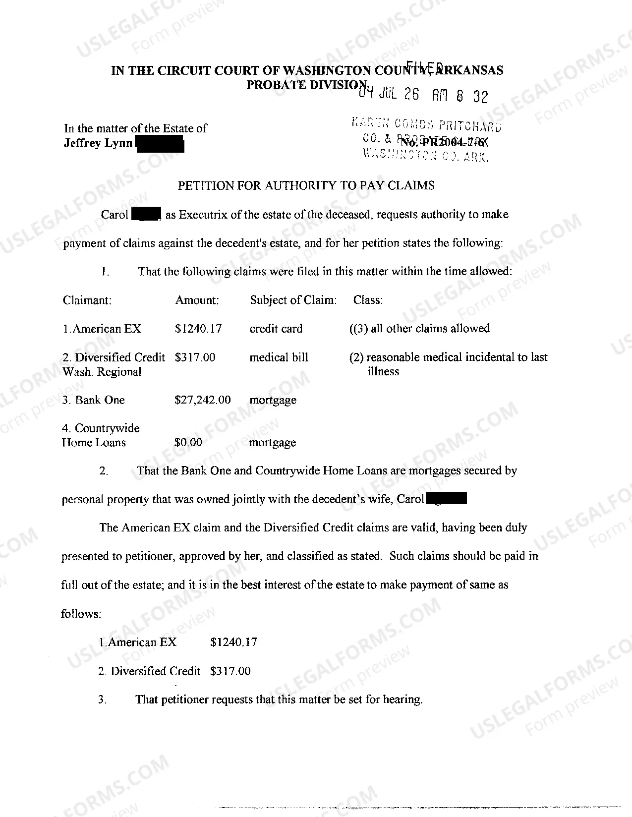 Preview A12 Petition For Payment of Expenses of Administration