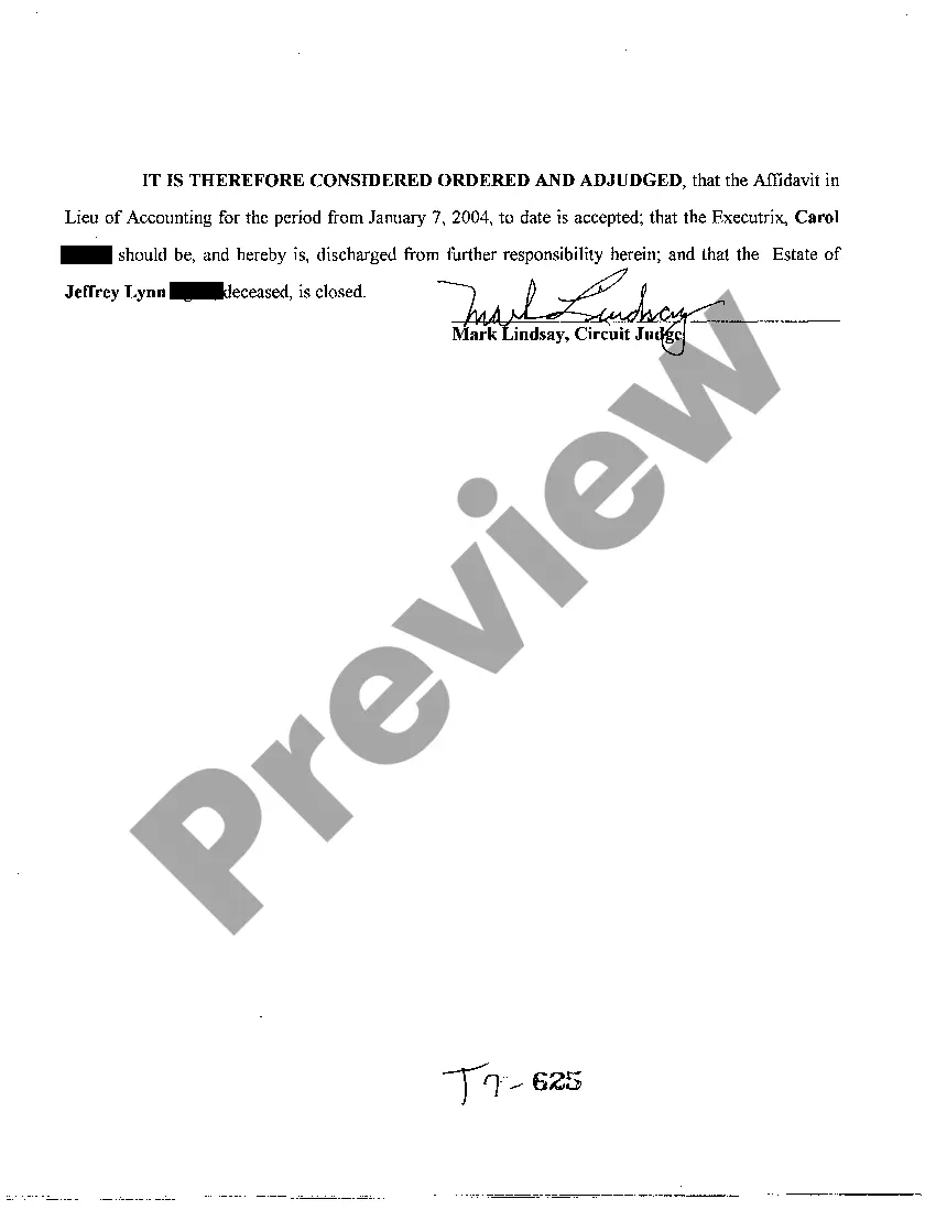 Preview A16 Affidavit In Lieu of Accounting and Petition To Close Estate