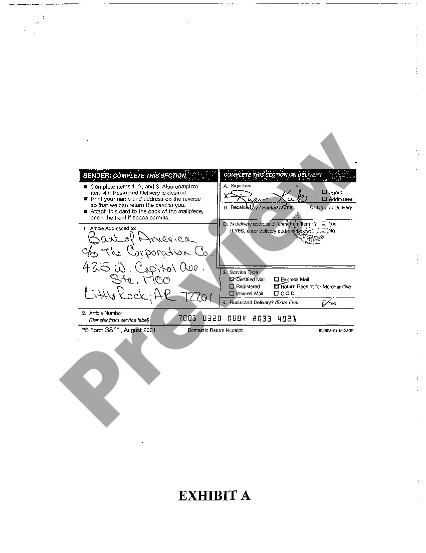 Preview A04 Affidavit of Summons Delivery