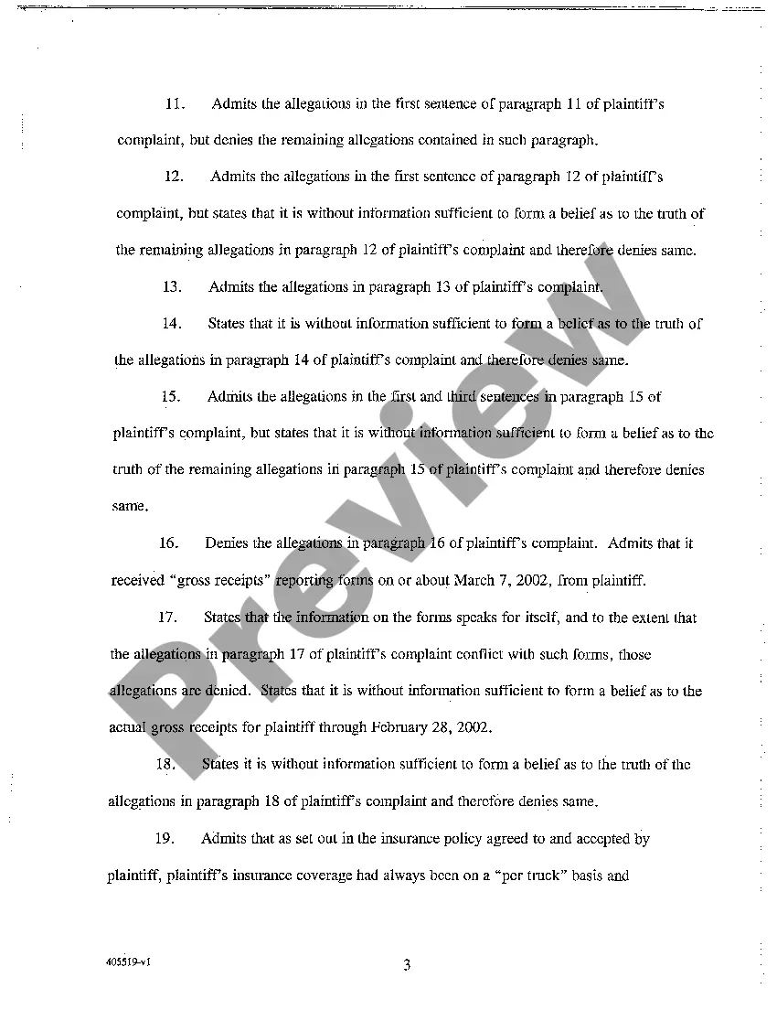 Preview A05 Answer to Complaint for Breach of Contract and Conversion