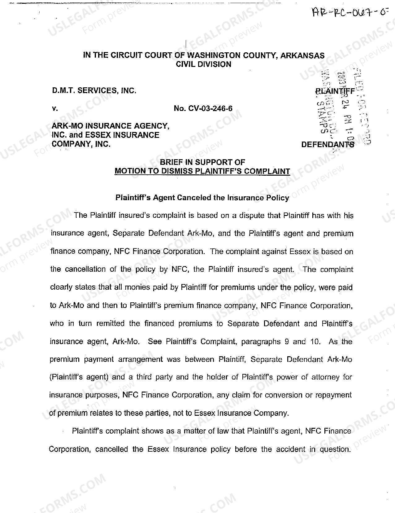 Arkansas Brief in Support of Motion to Dismiss Plaintiff's Complaint ...