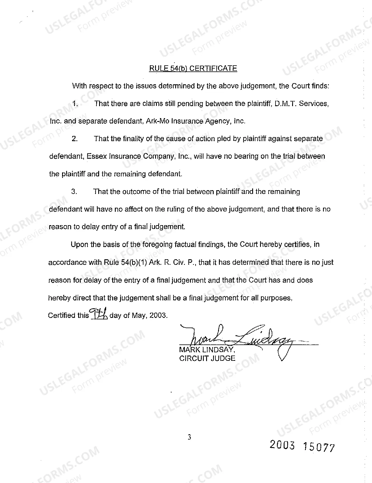 Preview A13 Order Dismissing Plaintiff D.M.T. Services, Inc.'s Complaint Against Essex Insurance Company, Inc.