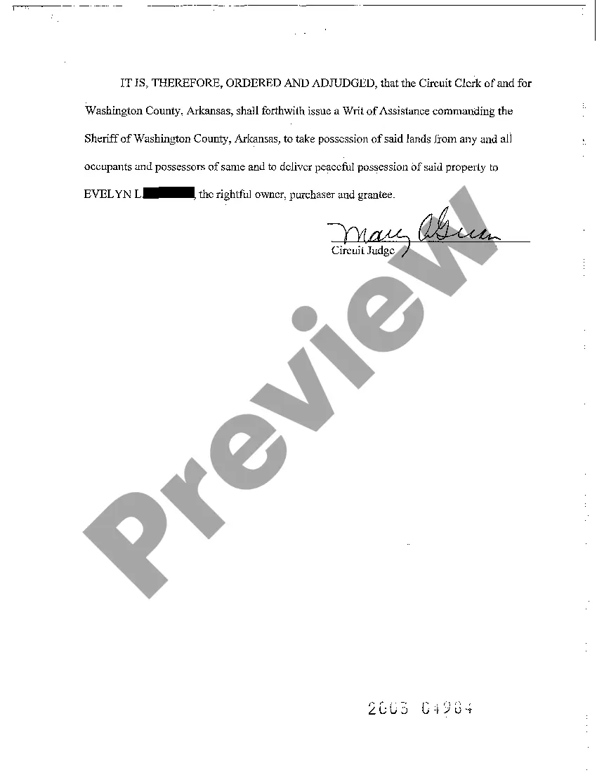 Preview A06 Order for Writ of Possession