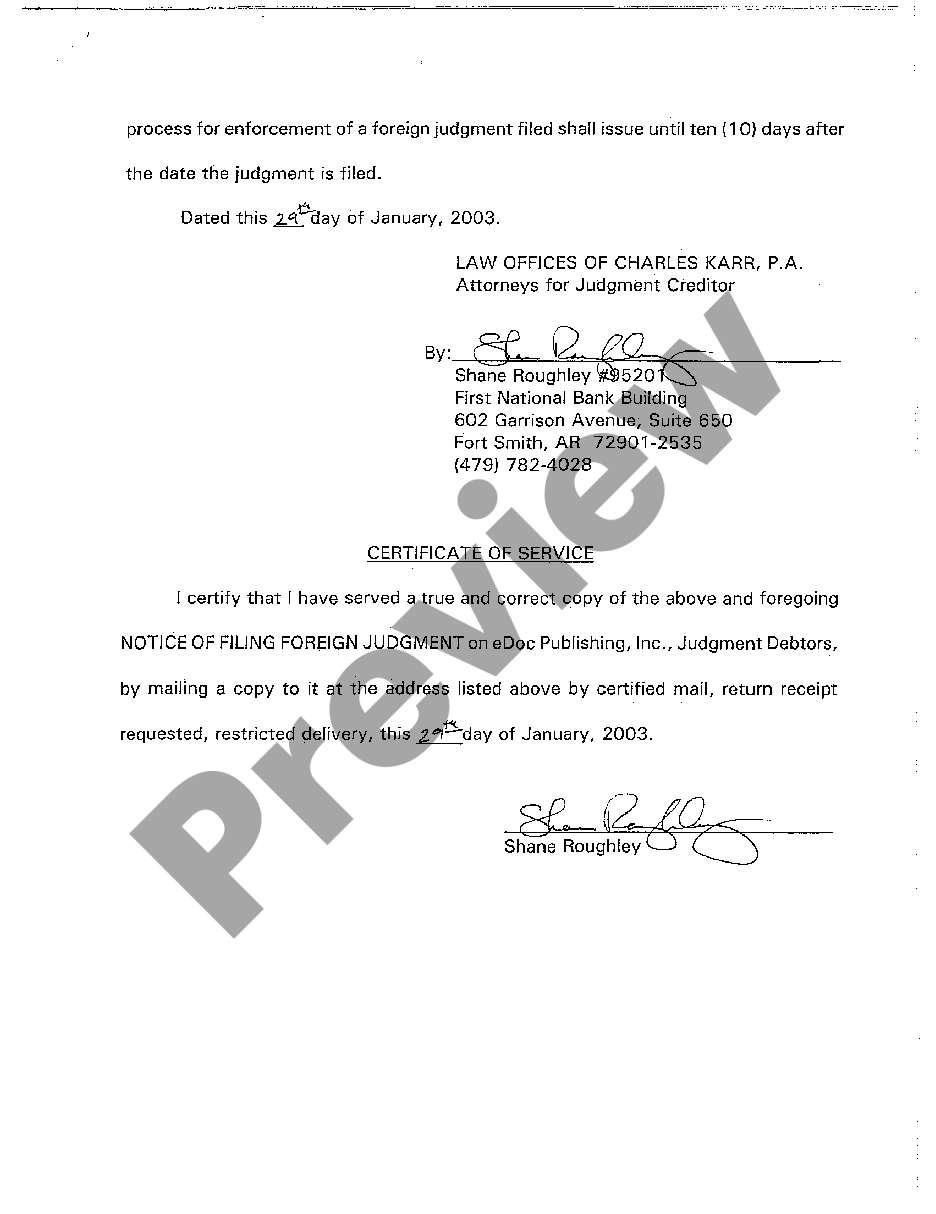 page 1 A02 Notice of Filing Foreign Judgment preview