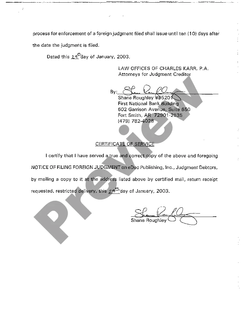 Preview A02 Notice of Filing Foreign Judgment