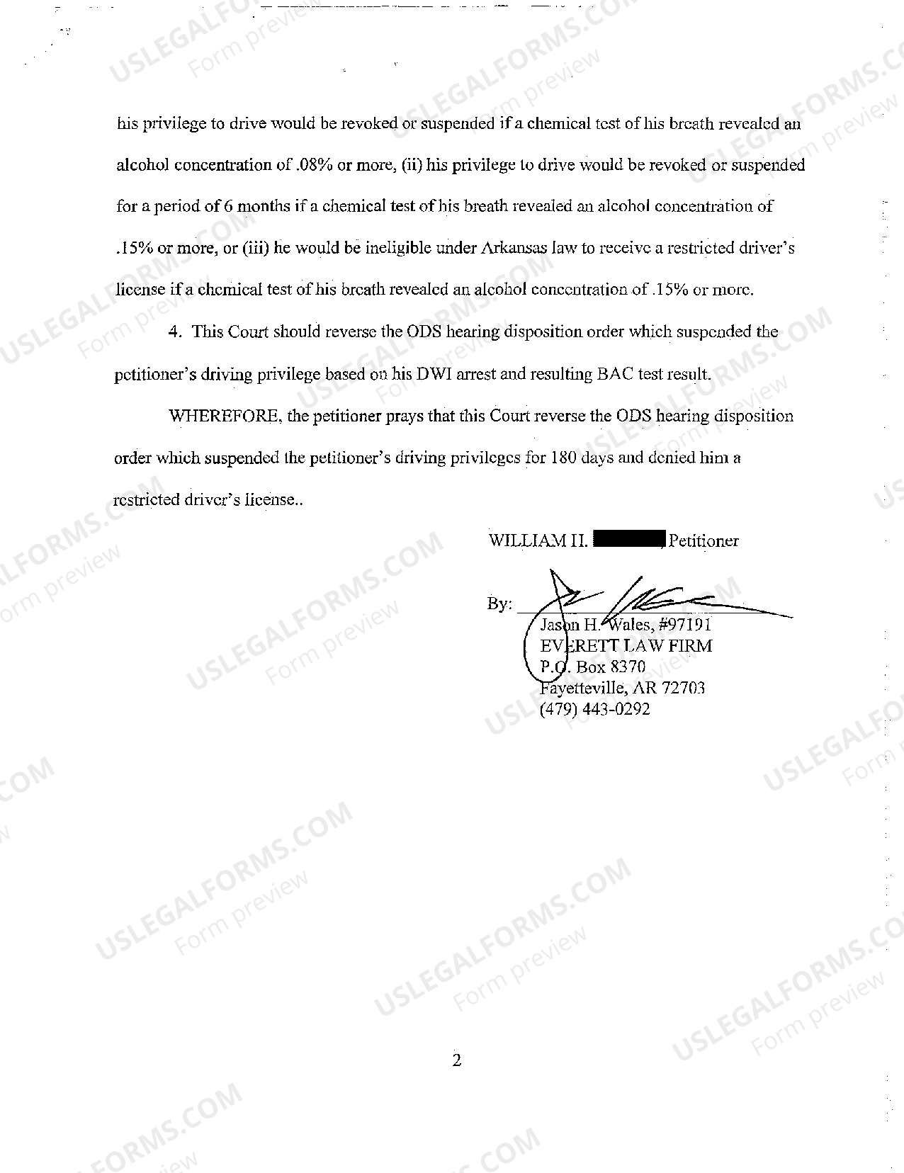 Arkansas Petition for Review of DWI Ruling US Legal Forms