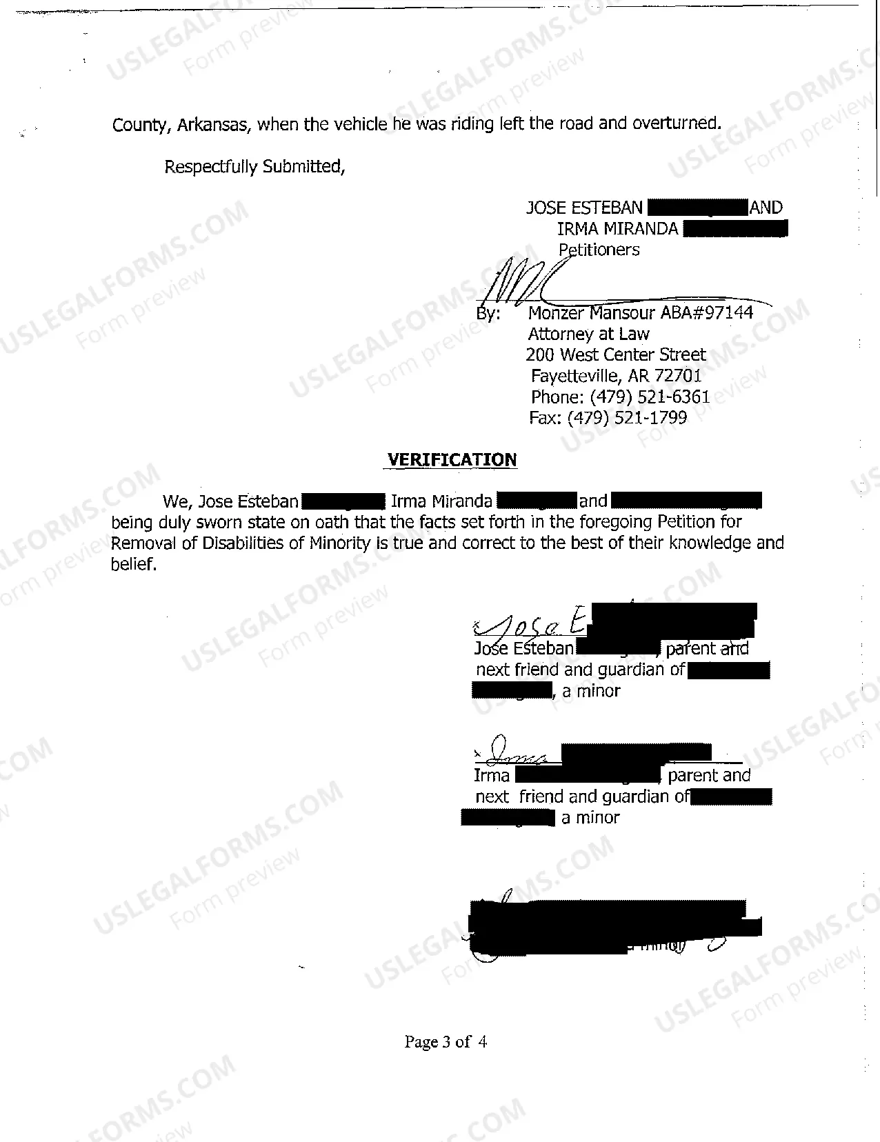 Preview A02 Petition for Removal of Disabilities of Minority for Limited Purpose of Settling Personal Injury Claim