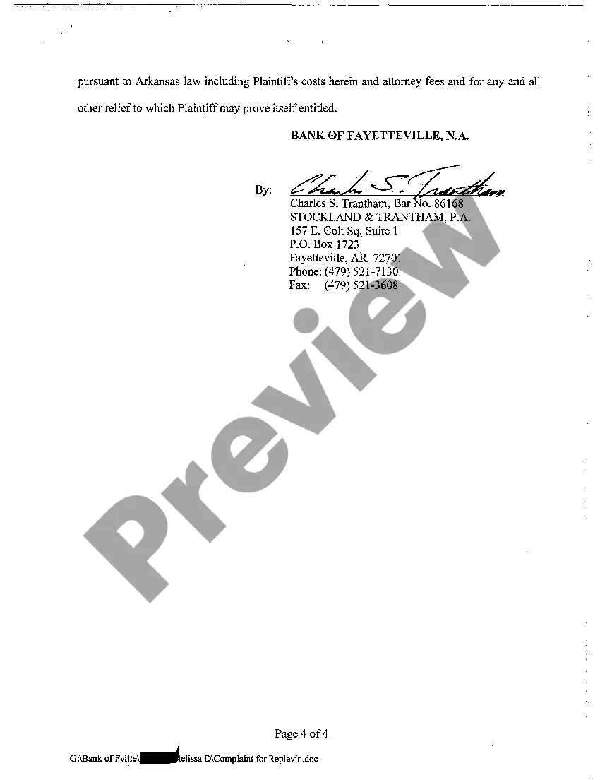 Get A02 Complaint for Replevin Preview A02 Complaint for Replevin