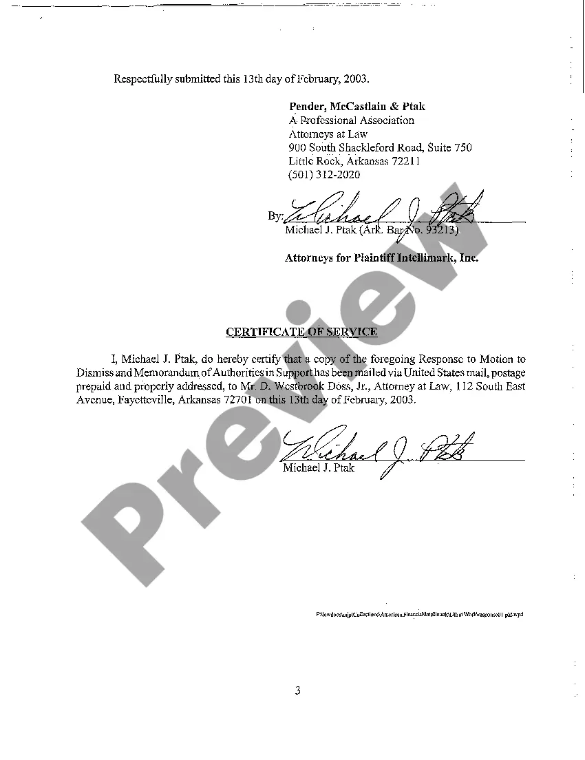 Preview A08 Response to Motion to Dismiss and Memorandum of Authorities in Support