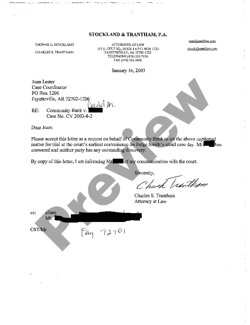 Preview A07 Letter setting case for trial