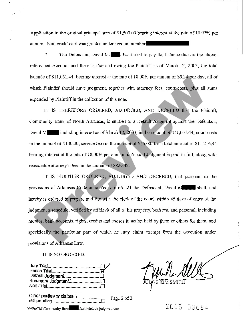 Preview A08 Judgment on Complaint for Collection of Debt