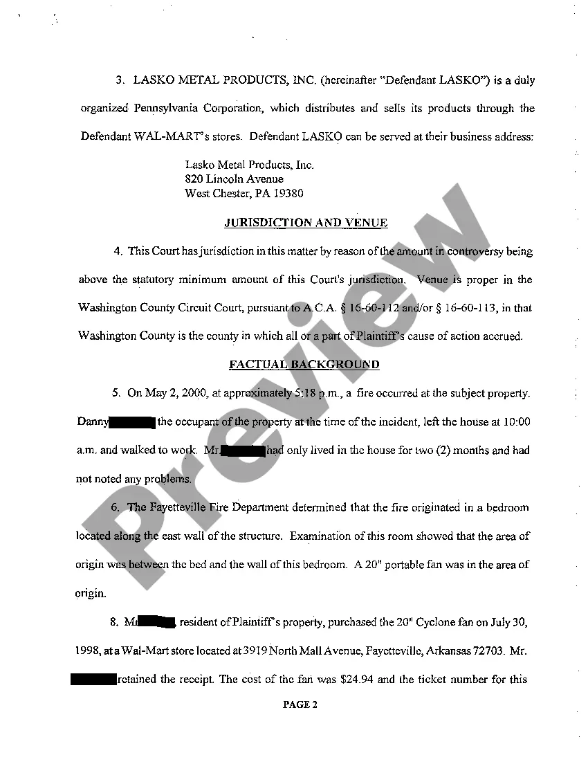 Preview A02 Complaint for Product Liability