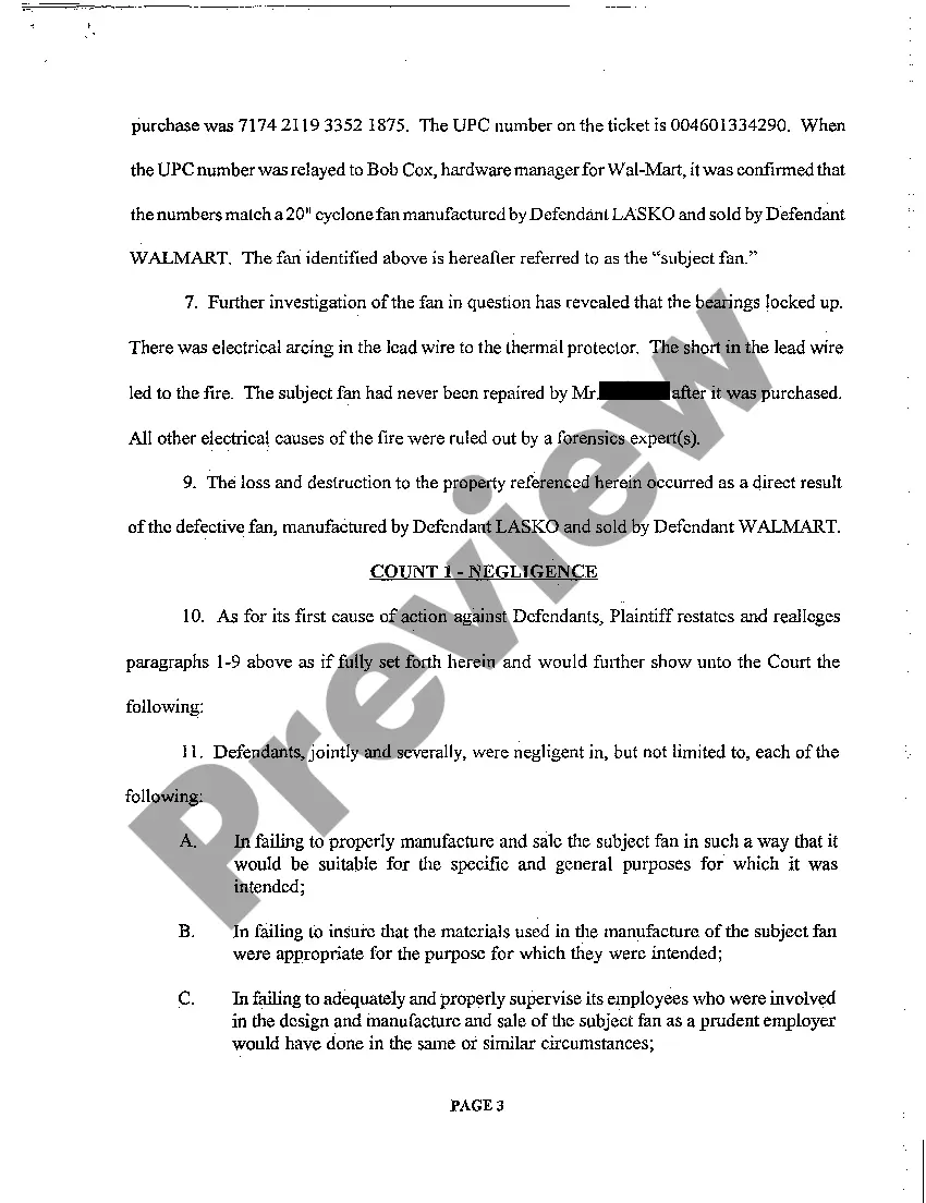 Preview A02 Complaint for Product Liability