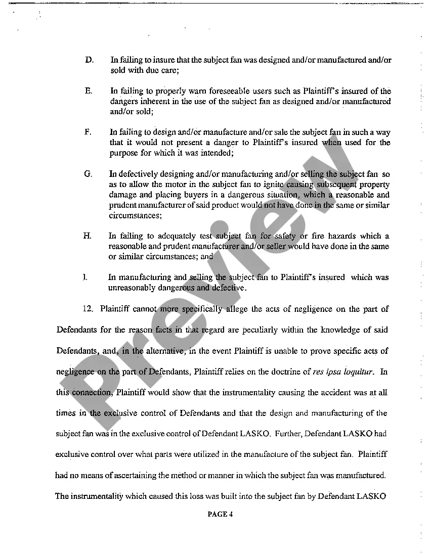 Preview A02 Complaint for Product Liability