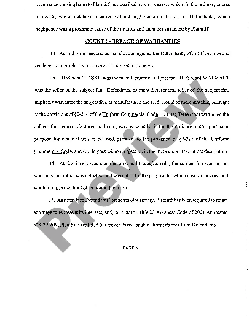 Preview A02 Complaint for Product Liability