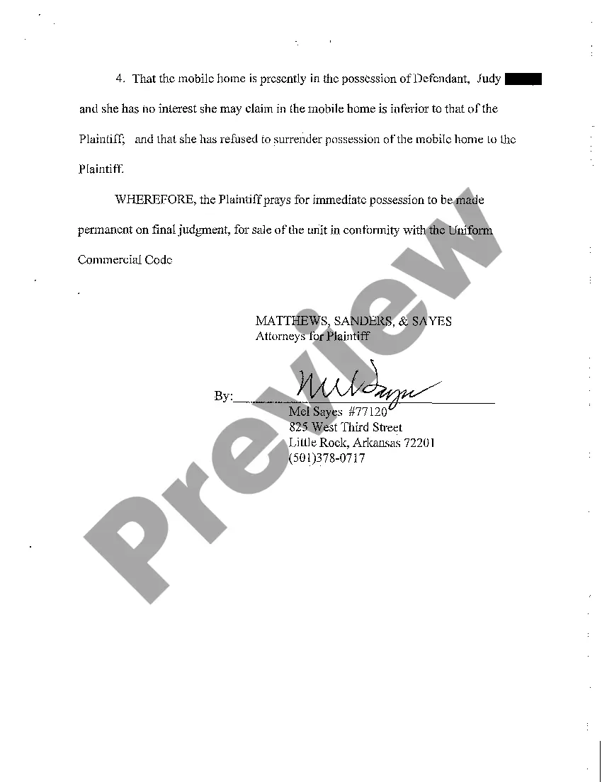 Preview A02 Complaint for Replevin