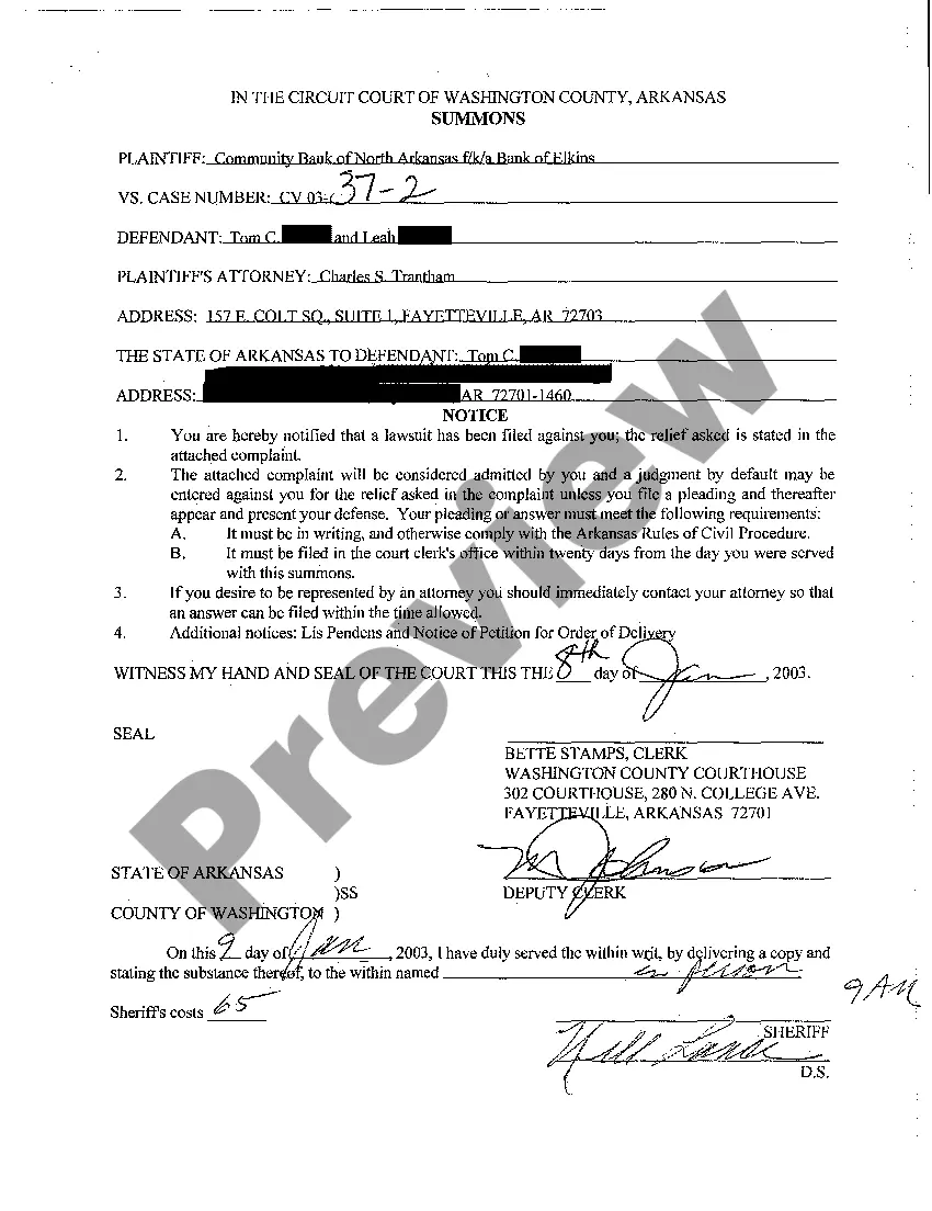 Preview A11 Return and Affidavit of Service