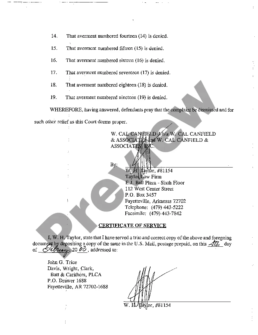 Preview A10 Answer to Complaint for Fraud