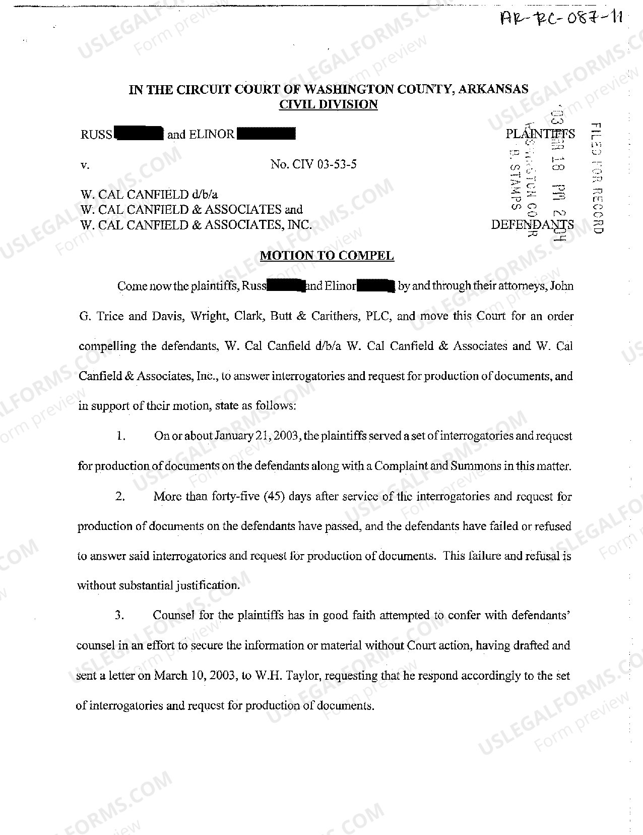 Arkansas Motion to Compel US Legal Forms