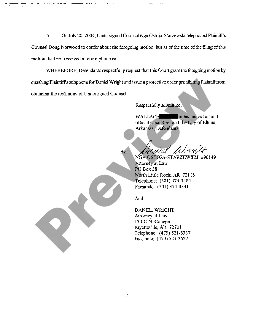 Preview A10 Defendant's Motion to Quash Subpoena and For Protective Order