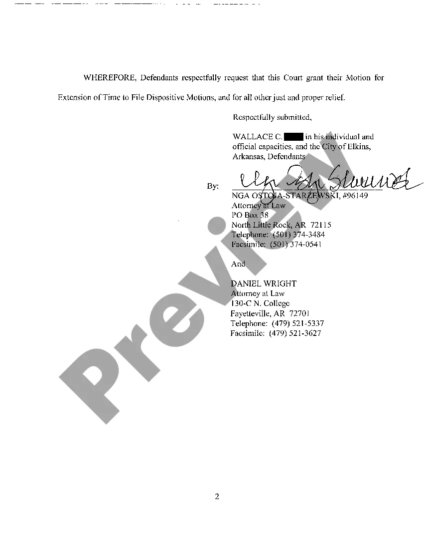 Preview A13 Defendant's Motion for Extension of Time to File Dispositive Motions