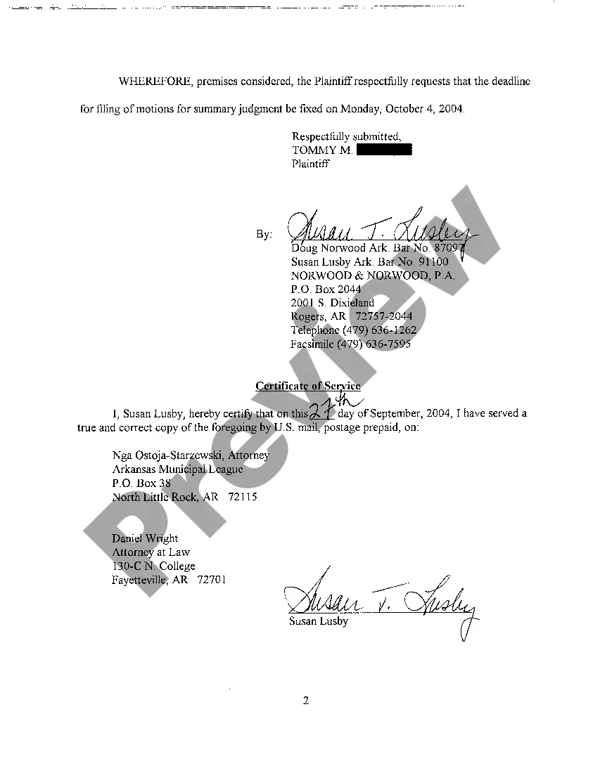 Preview A18 Plaintiff's Motion for Extension of Time to File His Motion for Summary Judgment