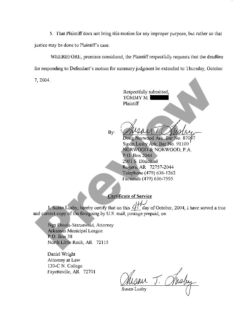 Preview A19 Plaintiff's Motion for Extension of Time to File Motion for Summary Judgment