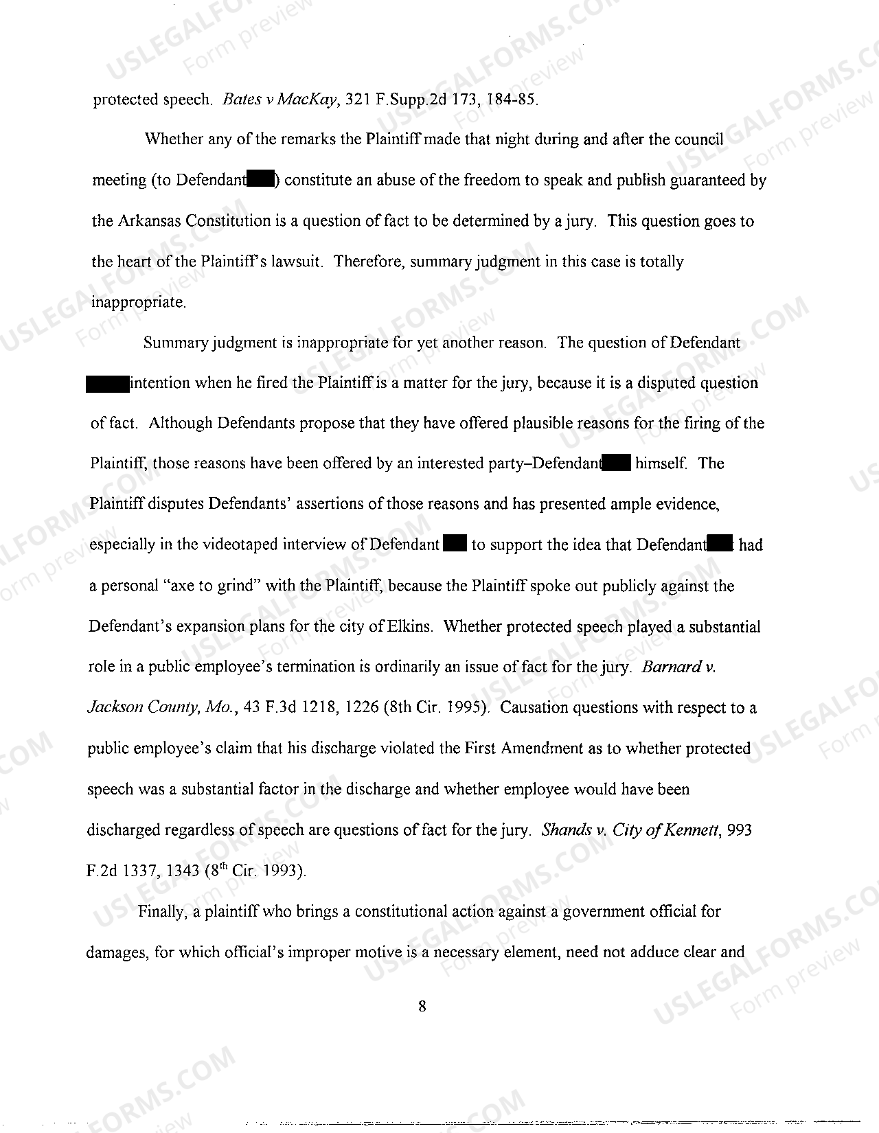 Arkansas Plaintiff's Brief in Support of Response to Defendant's Motion