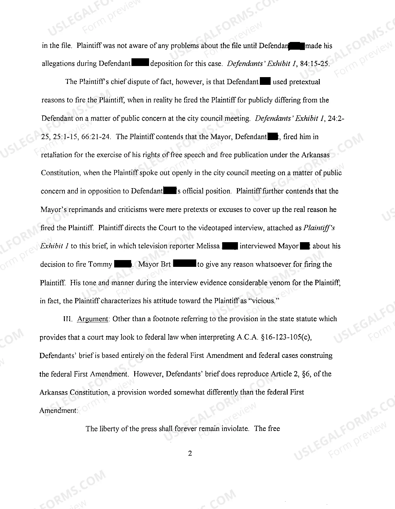 Preview A23 Plaintiff's Brief in Support of Response to Defendant's Motion for Summary Judgment