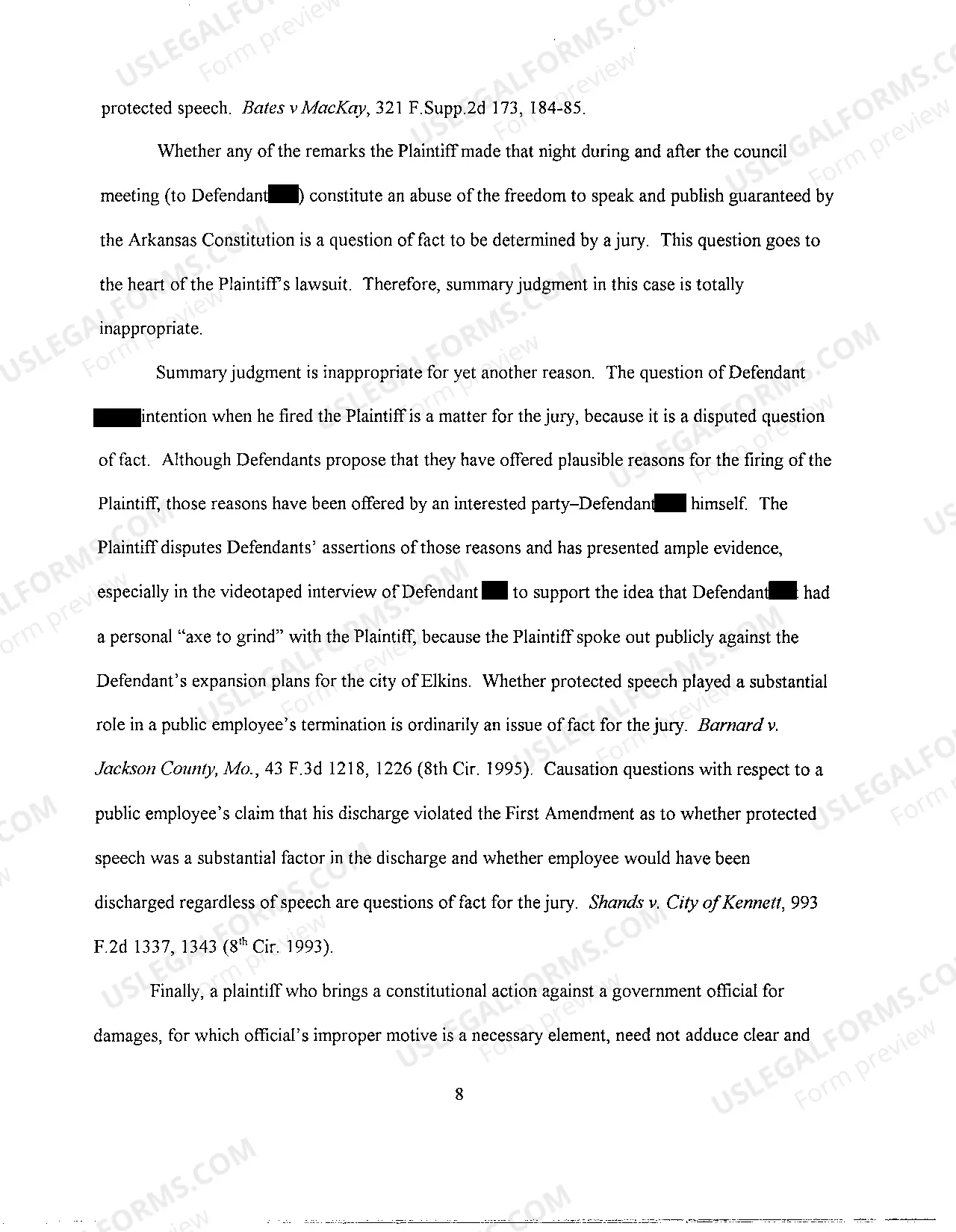 Preview A23 Plaintiff's Brief in Support of Response to Defendant's Motion for Summary Judgment