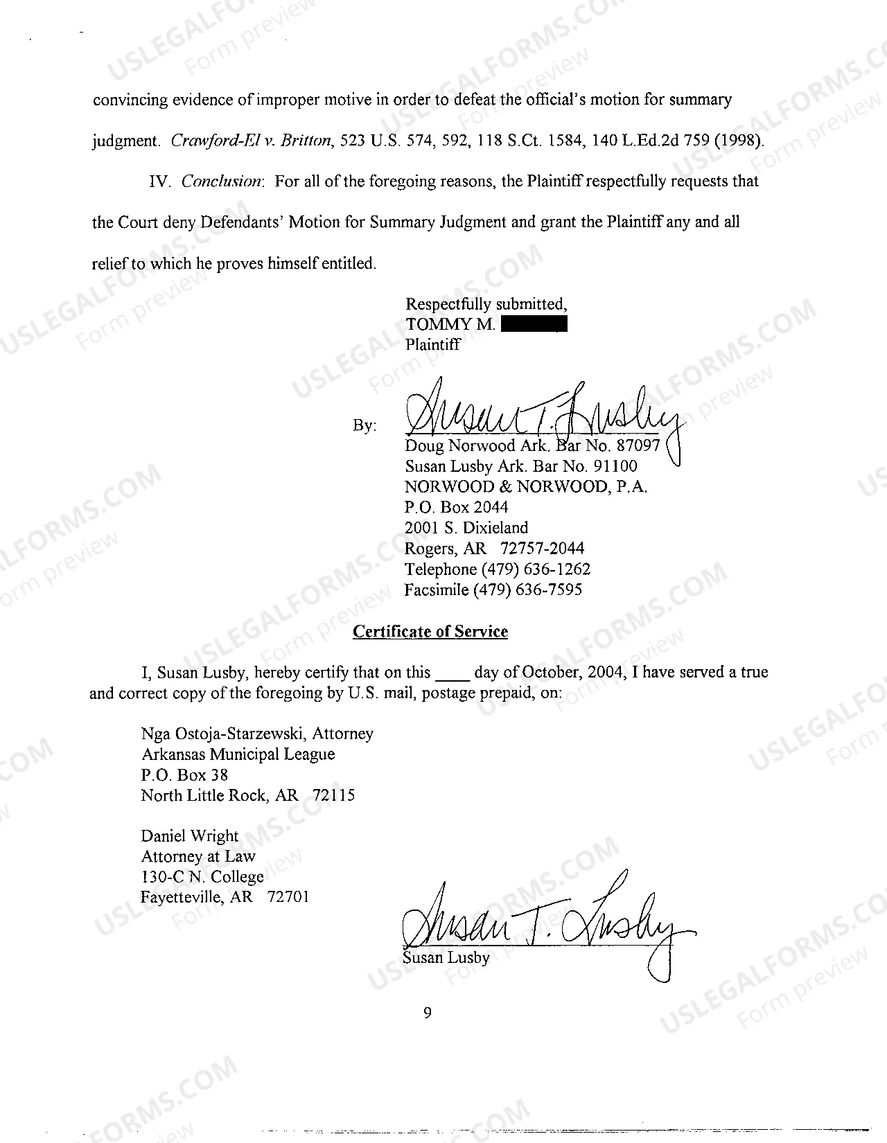 Preview A23 Plaintiff's Brief in Support of Response to Defendant's Motion for Summary Judgment