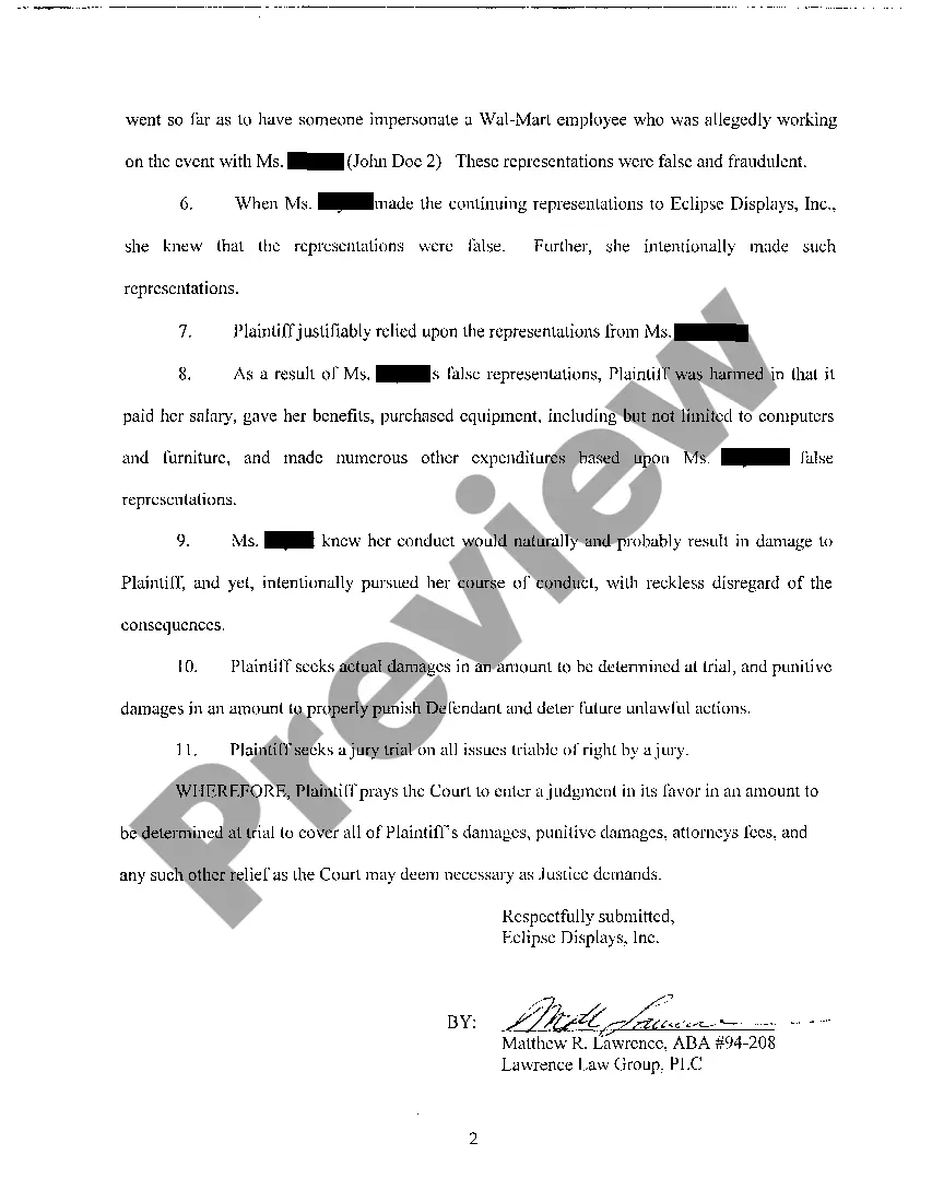 Get A02 Complaint for Fraud Preview A02 Complaint for Fraud