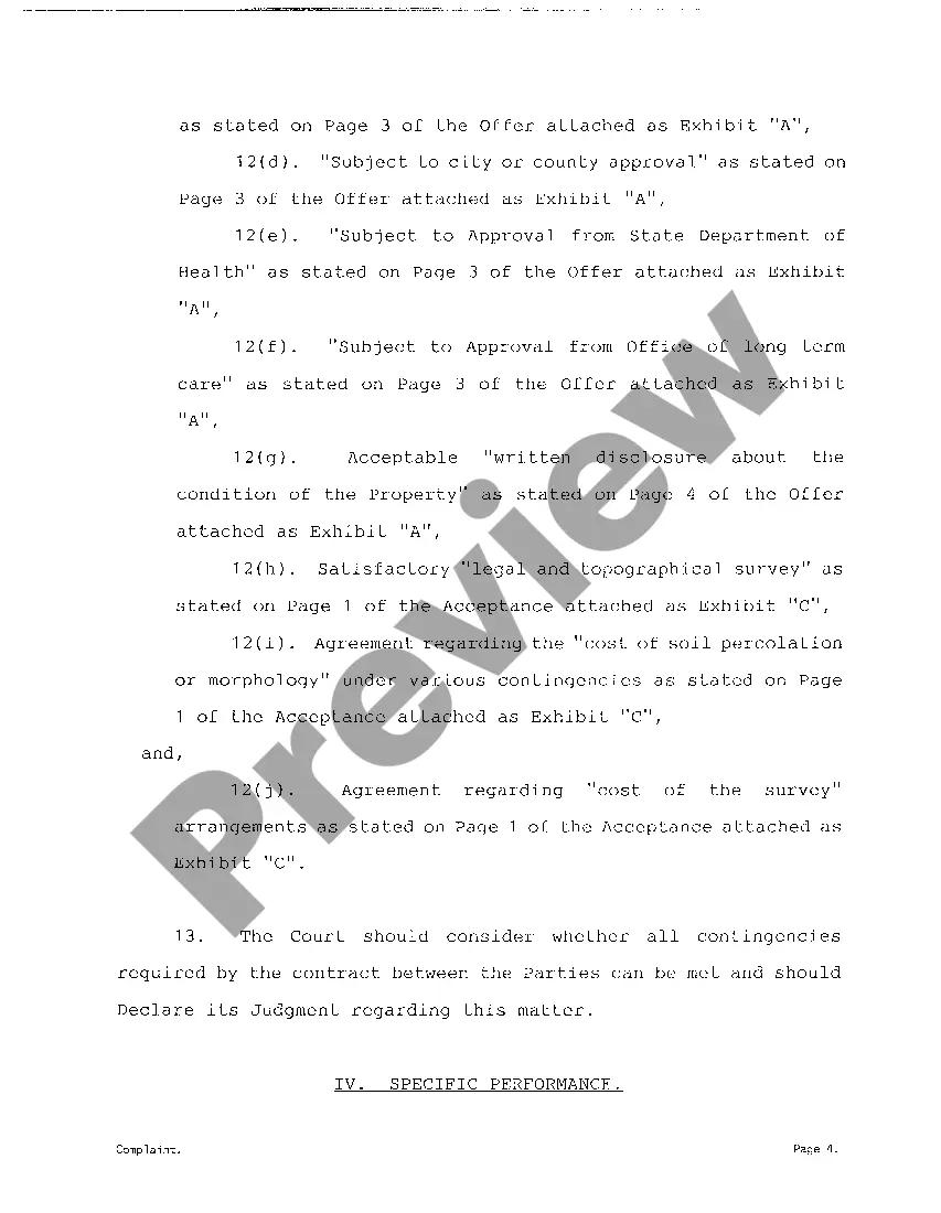 Preview A02 Complaint for Declaratory Judgment and Specific Performance