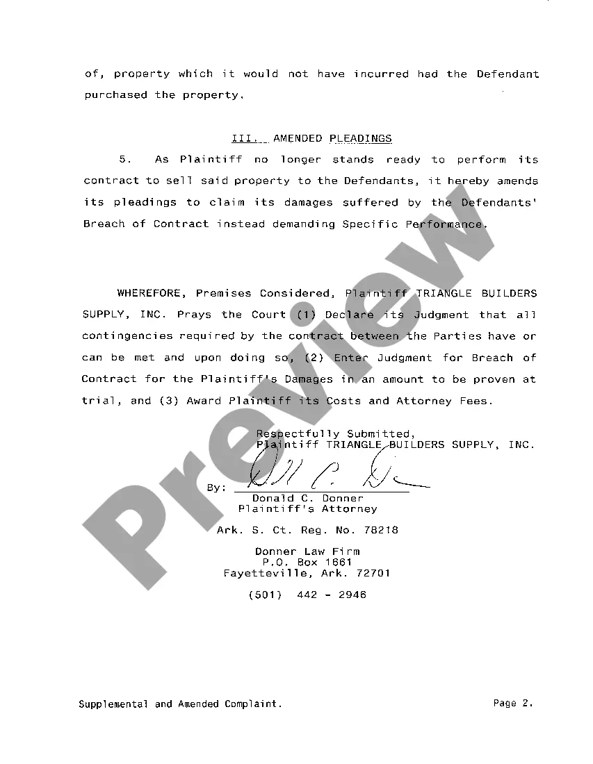 Preview A09 Supplemental and Amended Complaint for Declaratory Judgment and Specific Performance