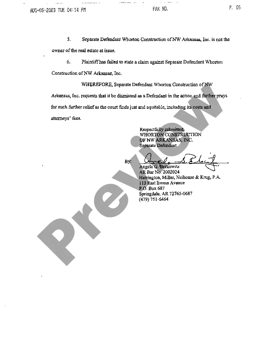 Preview A05 Answer to Complaint on a Materialman's Lien