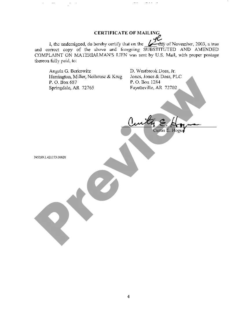 Preview A07 Substituted and Amended Complaint on Materialman's Lien