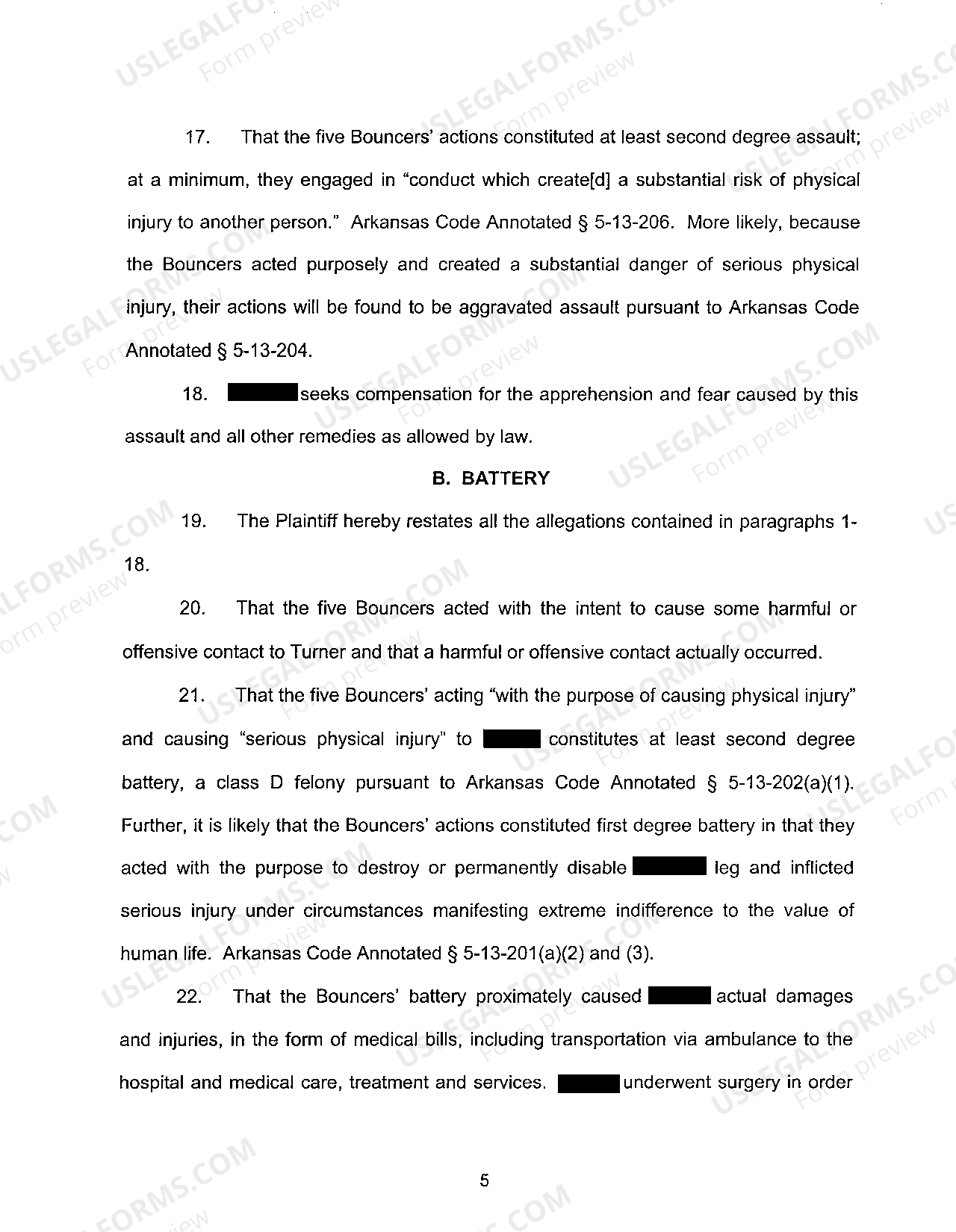 Arkansas Complaint for Negligence US Legal Forms