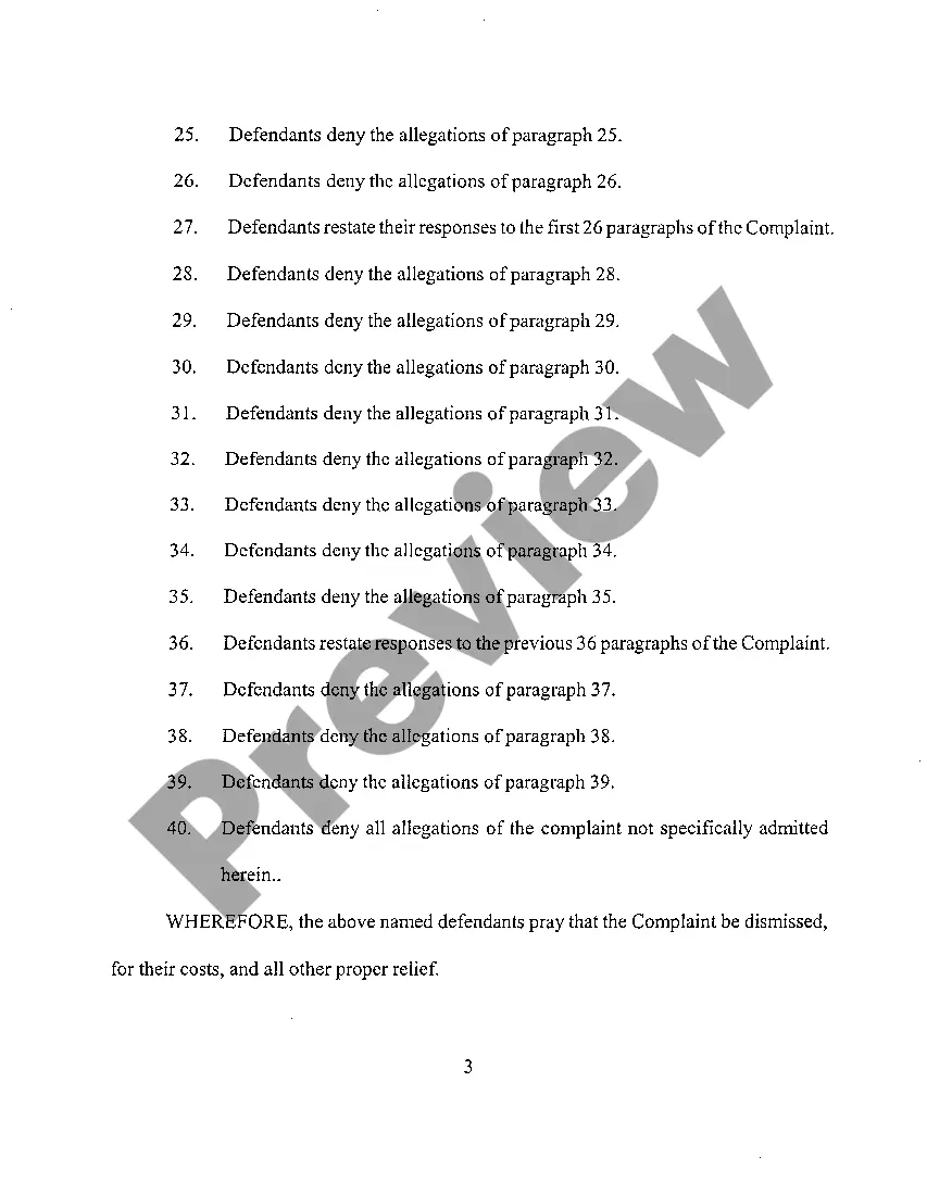 Preview A03 Answer to Complaint for Negligence