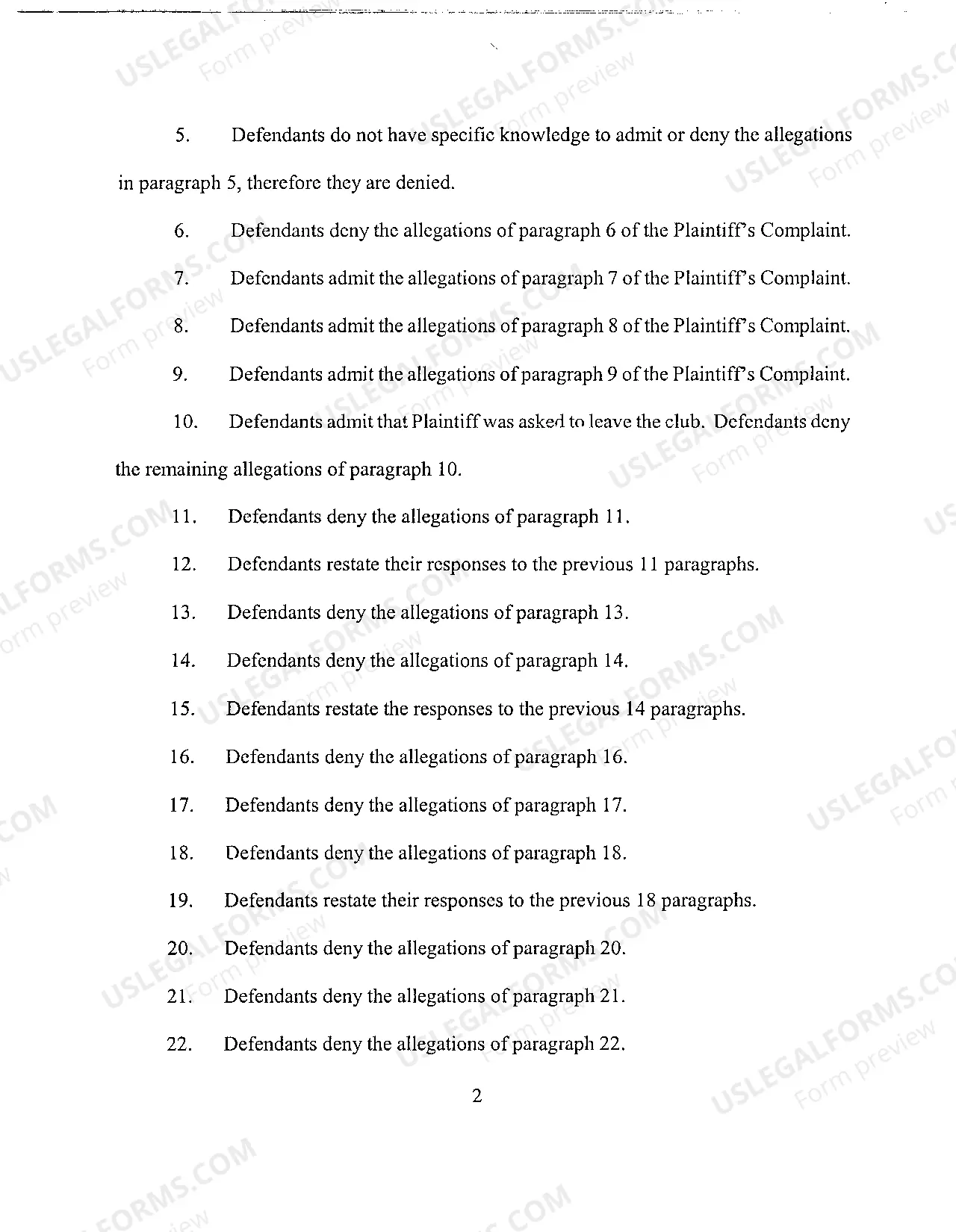 Preview A05 Amended Answer to Complaint for Negligence