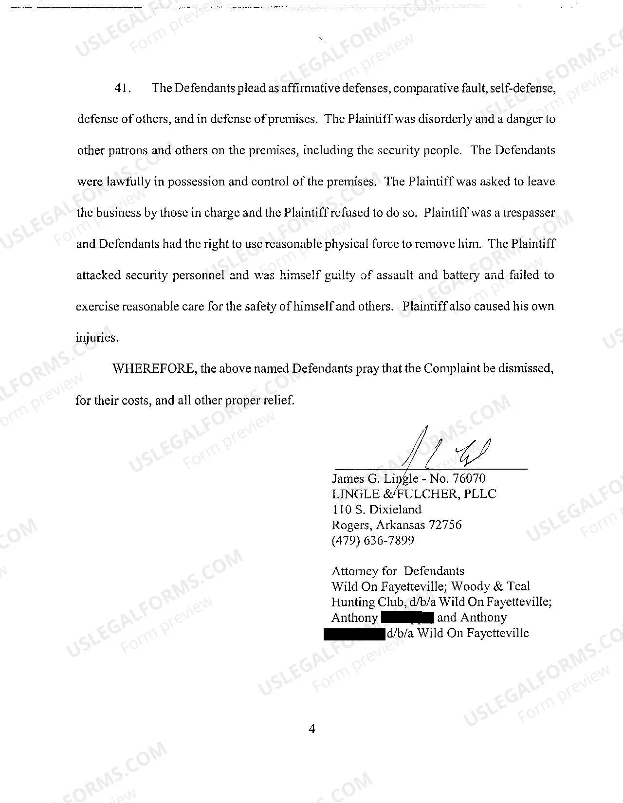 Preview A05 Amended Answer to Complaint for Negligence