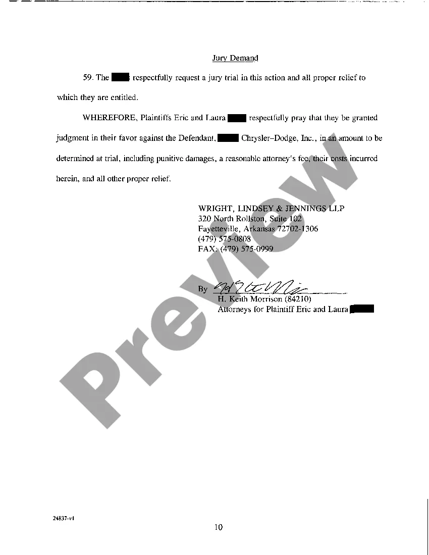 Get A02 Complaint for Fraud, Breach of Contract and Violation of The Arkansas Motor Vehicle Commission Act Preview A02 Complaint for Fraud, Breach of Contract and Violation of The Arkansas Motor Vehicle Commission Act