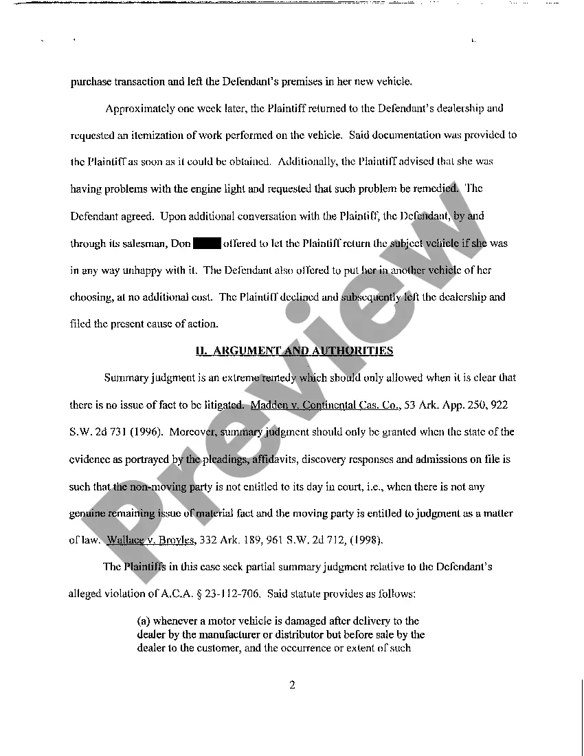 Preview A10 Brief in Support of Motion for Summary Judgment