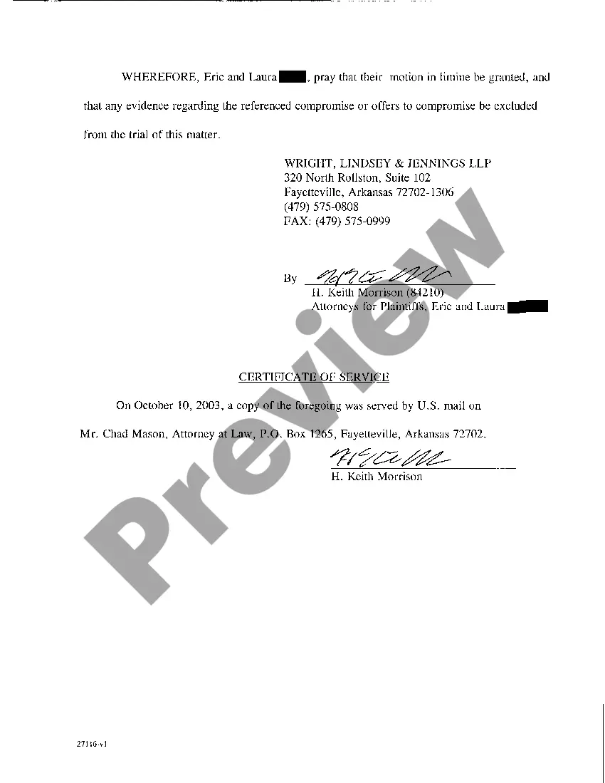 Preview A14 Plaintiff's Motion in Limine Regarding Compromise and Offers to Compromise