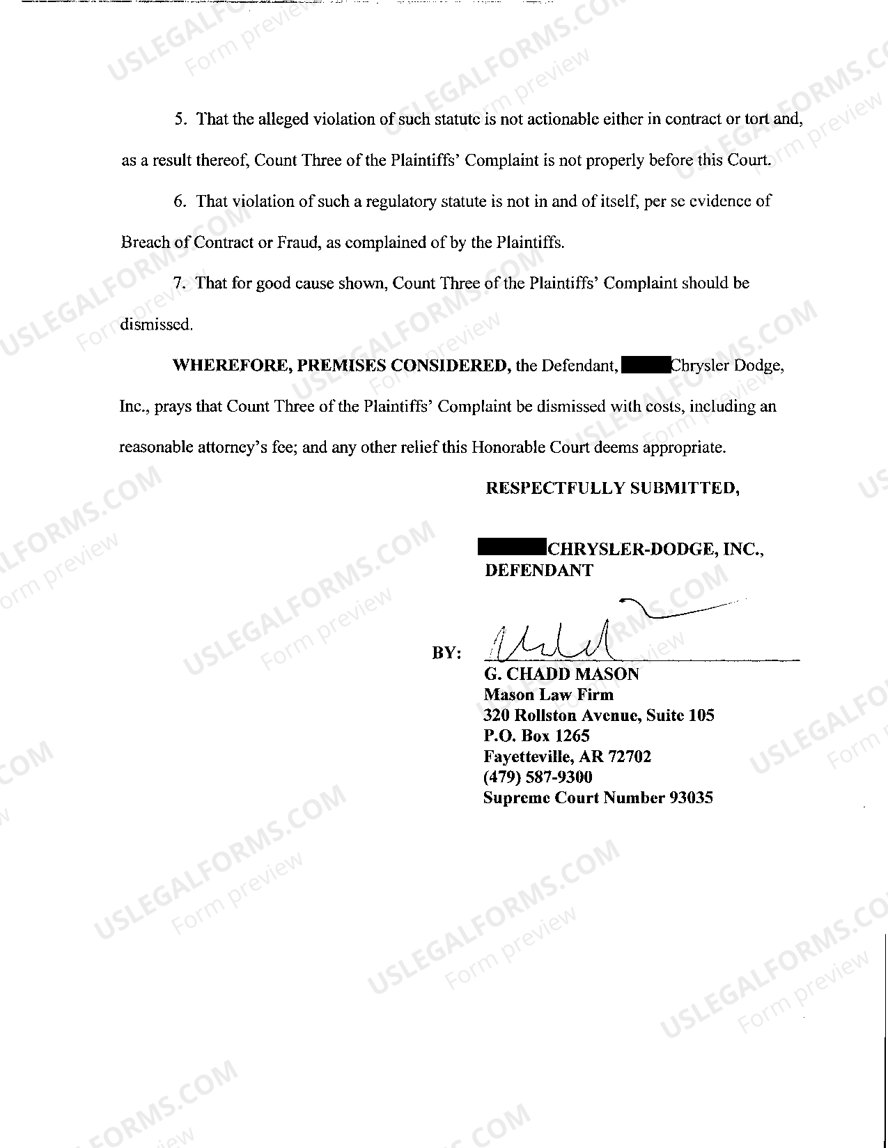 Arkansas Motion to Dismiss - Arkansas Motion To Dismiss Form | US Legal ...